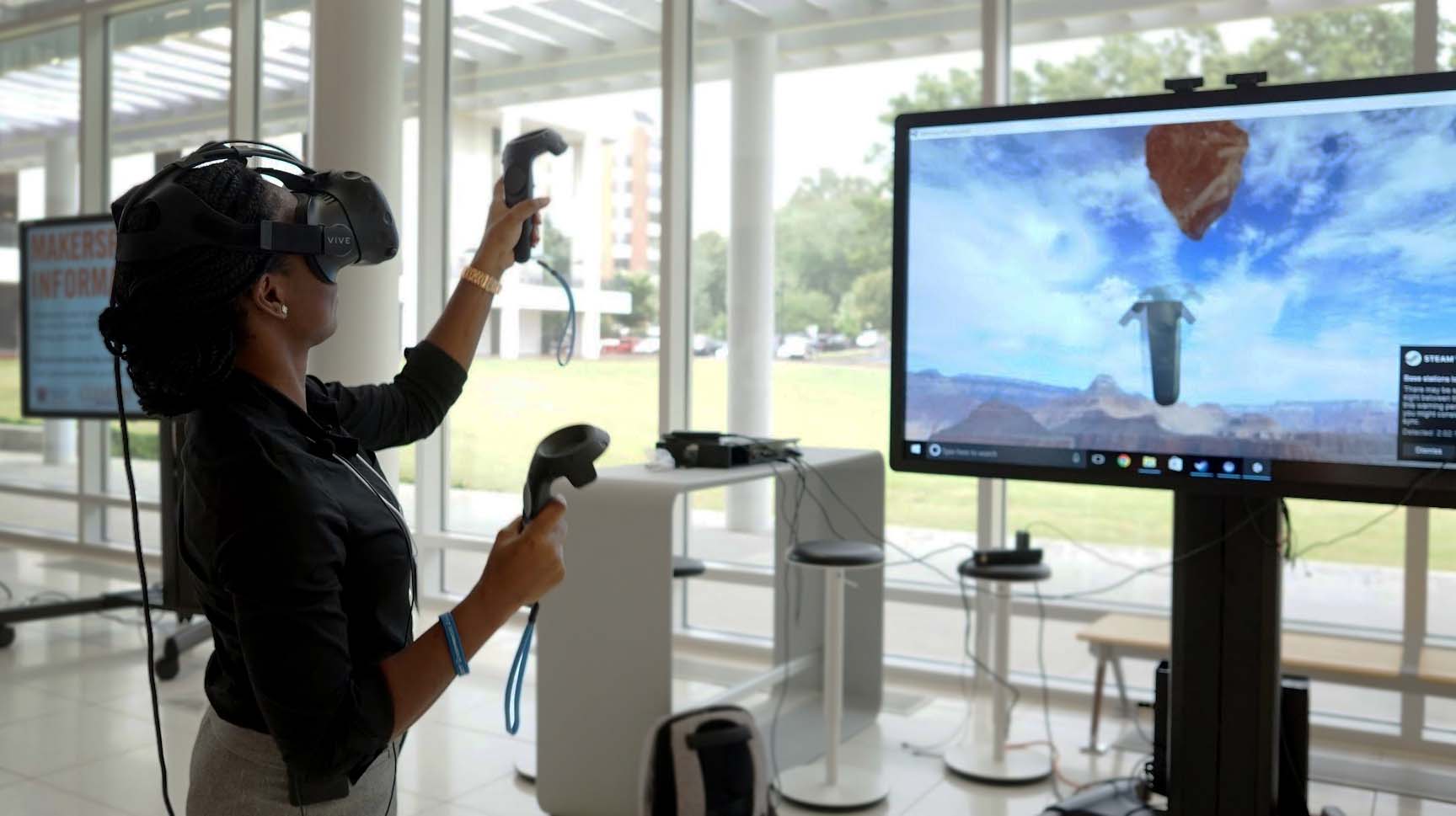 A person using the HTC Vive